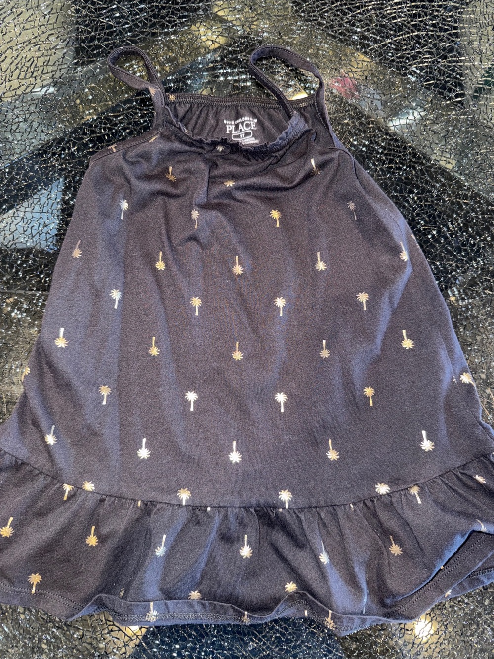The Children's Place black Dress with Gold Palm Print